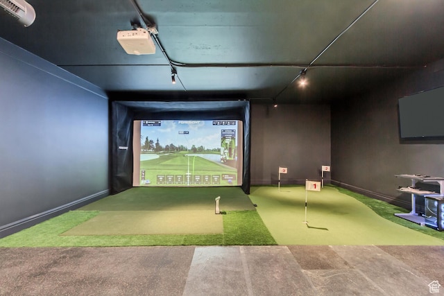 423 S 150 E, Mapleton, UT 84664 - rec room featuring golf simulator, track lighting, and carpet
