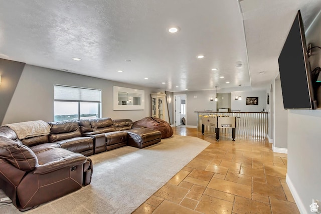 5617 W High Spirit Ct, Herriman, UT 84096 - living area with recessed lighting and stone tile flooring