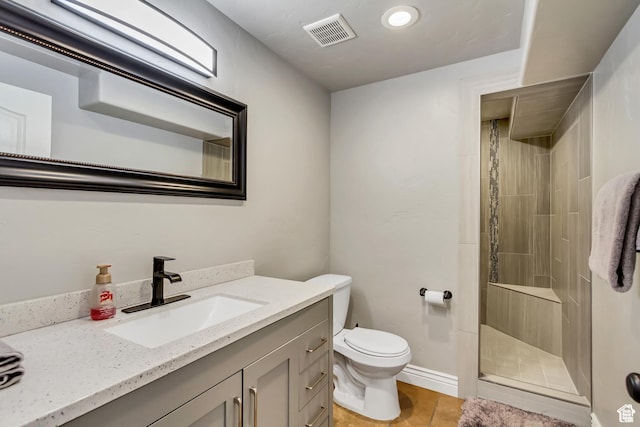 5617 W High Spirit Ct, Herriman, UT 84096 - bathroom featuring a shower stall, vanity, and tile patterned floors