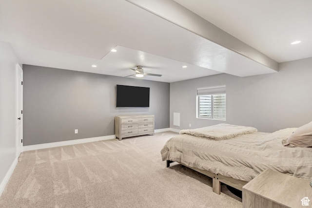 5617 W High Spirit Ct, Herriman, UT 84096 - bedroom with light colored carpet, recessed lighting, and a ceiling fan