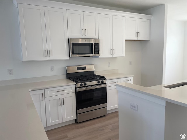 1650 N Main St N Unit 126, Layton, UT 84041 - kitchen with stainless steel appliances, white cabinetry, light wood-style floors, and light countertops
