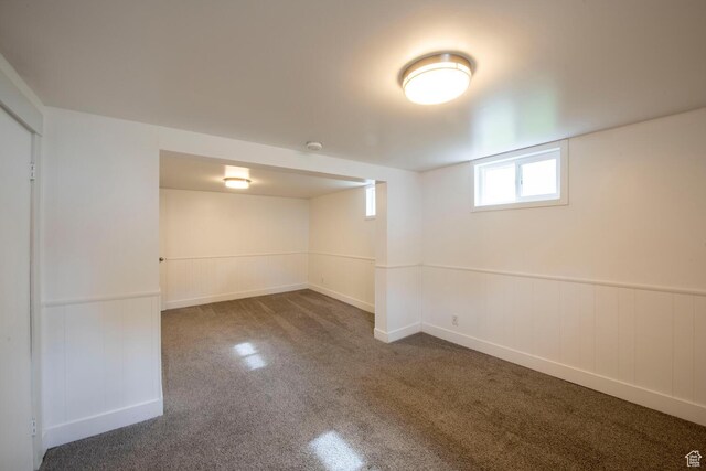 1779 E Ramona Ave S, Salt Lake City, UT 84108 - below grade area with carpet and a wainscoted wall