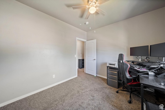 107 E Jordan Blvd Unit 506, Saratoga Springs, UT 84045 - carpeted home office featuring a ceiling fan and baseboards
