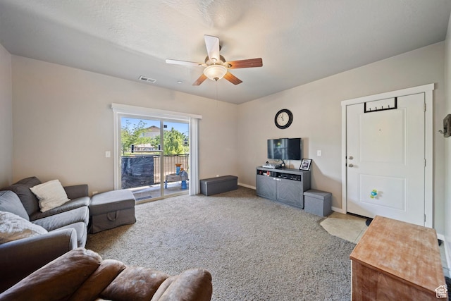 107 E Jordan Blvd Unit 506, Saratoga Springs, UT 84045 - carpeted living room featuring a ceiling fan and baseboards