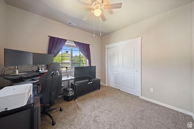 107 E Jordan Blvd Unit 506, Saratoga Springs, UT 84045 - carpeted office featuring a ceiling fan and baseboards