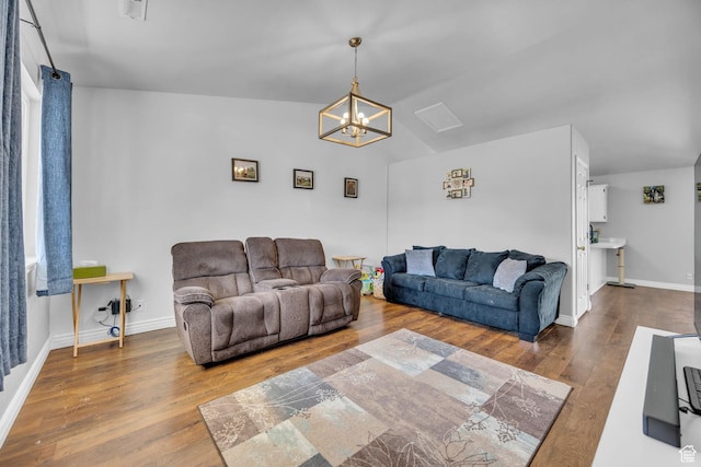 556 E 800 N, Ogden, UT 84404 - living area with a chandelier, wood finished floors, and baseboards