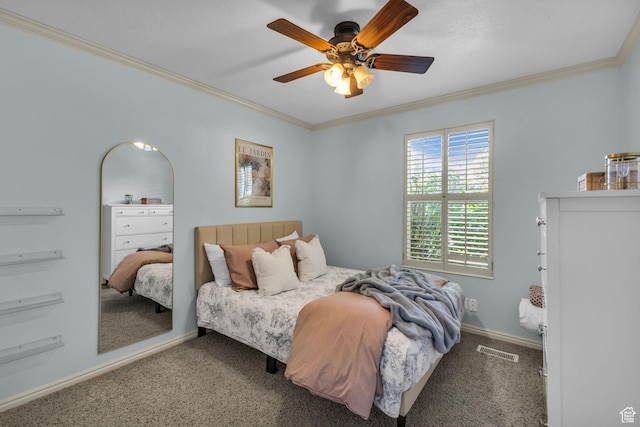2268 E 10140 S, Sandy, UT 84092 - carpeted bedroom with ornamental molding, baseboards, and a ceiling fan