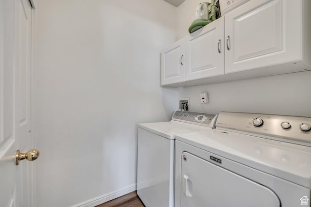 7284 S Brittany Park Ave, West Jordan, UT 84084 - laundry area with cabinet space, separate washer and dryer, and wood finished floors