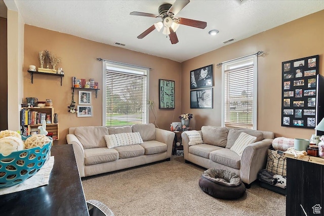1183 S Hoytsville Rd Unit A, Hoytsville, UT 84017 - carpeted living room with a ceiling fan and plenty of natural light