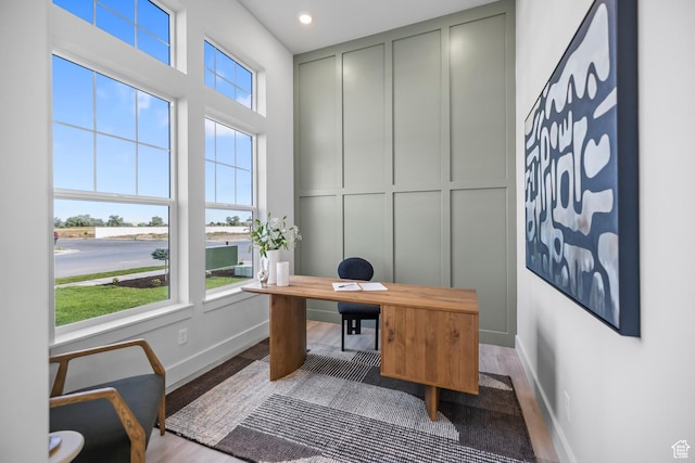 3164 N 3500 W, Plain City, UT 84404 - office area with baseboards, wood finished floors, and recessed lighting