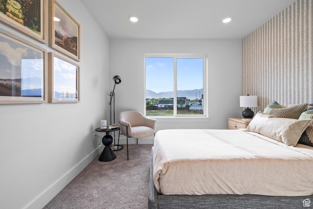 3164 N 3500 W, Plain City, UT 84404 - carpeted bedroom featuring baseboards, a mountain view, and recessed lighting