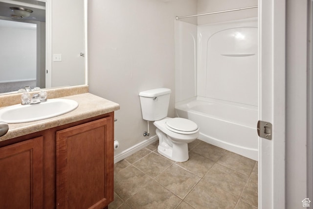11411 S Oakmond Rd, South Jordan, UT 84009 - bathroom featuring vanity, toilet, baseboards, shower / tub combination, and tile patterned flooring