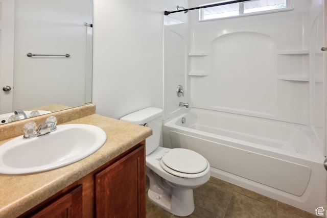 11411 S Oakmond Rd, South Jordan, UT 84009 - full bathroom featuring tile patterned flooring, shower / bath combination, toilet, and vanity