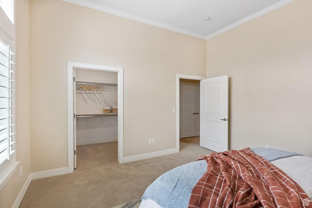 1736 W 300 S Unit D, Mapleton, UT 84664 - bedroom with carpet flooring, ornamental molding, baseboards, a walk in closet, and a closet