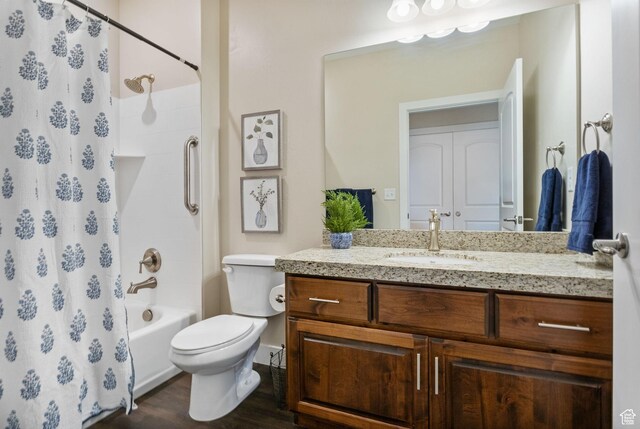 1736 W 300 S Unit D, Mapleton, UT 84664 - full bathroom featuring vanity, wood finished floors, toilet, and shower / bath combination with curtain