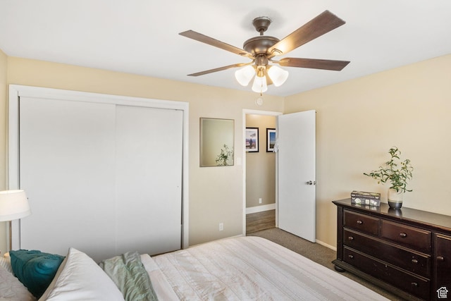 532 S 1500 E, Spanish Fork, UT 84660 - bedroom with carpet flooring, a closet, baseboards, and a ceiling fan
