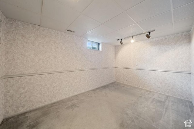71 W Princeton Dr, Midvale, UT 84047 - basement with rail lighting and a paneled ceiling