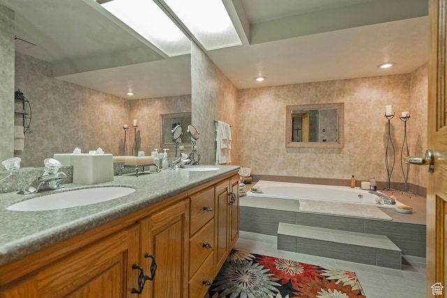 12144 S Mountain Shadow Rd, Sandy, UT 84092 - full bathroom featuring a bath, double vanity, and tile patterned flooring