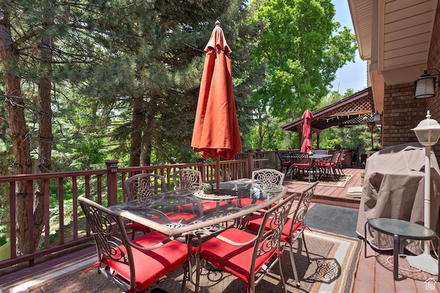 12144 S Mountain Shadow Rd, Sandy, UT 84092 - wooden deck featuring outdoor dining area
