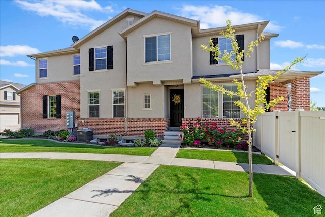 160 S 2875 W, West Point, UT 84015 - townhome / multi-family property with stucco siding, brick siding, and central air condition unit