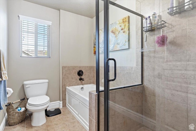 160 S 2875 W, West Point, UT 84015 - full bathroom with a garden tub, toilet, a shower stall, and tile patterned floors