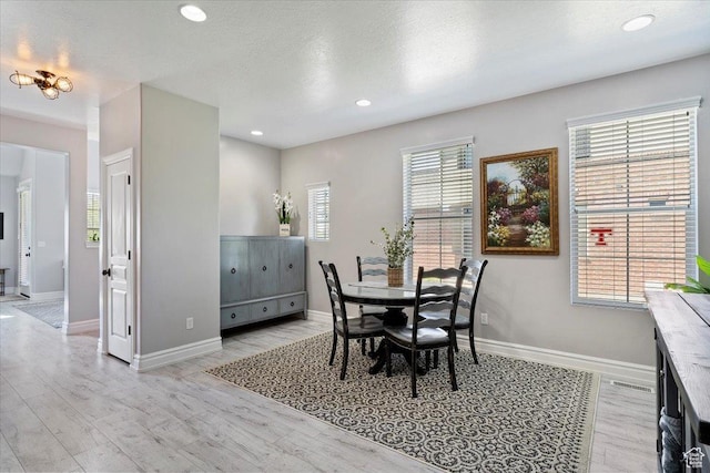 160 S 2875 W, West Point, UT 84015 - dining space with light wood-style floors, baseboards, and recessed lighting