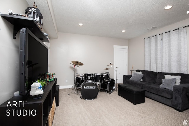3516 N Willy Way, Eagle Mountain, UT 84005 - carpeted living area with recessed lighting, a textured ceiling, and baseboards