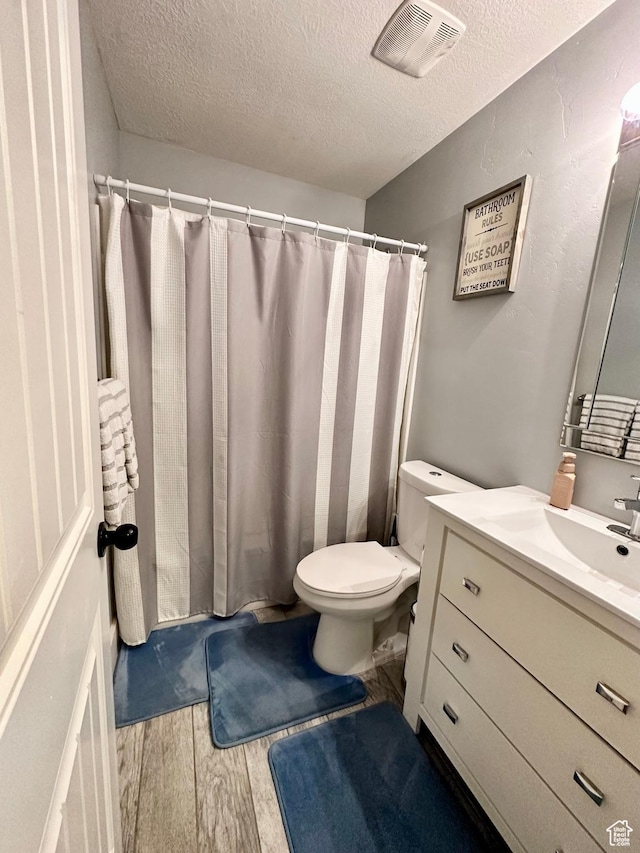 1879 E 1130 S, Spanish Fork, UT 84660 - bathroom with wood finished floors, a textured ceiling, vanity, and toilet