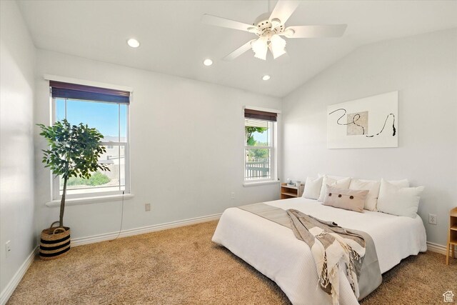 192 S 100 E, Wellsville, UT 84339 - carpeted bedroom featuring recessed lighting, lofted ceiling, and ceiling fan