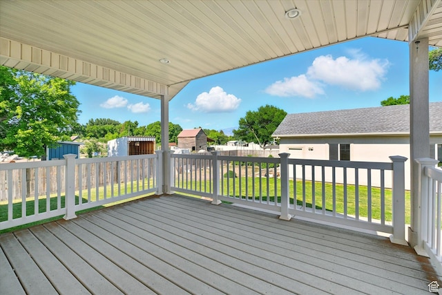 192 S 100 E, Wellsville, UT 84339 - wooden terrace with a storage shed and a fenced backyard