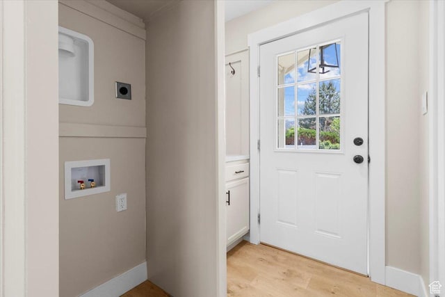 496 N 500 E, Nephi, UT 84648 - laundry area with hookup for an electric dryer, washer hookup, and light wood-style flooring