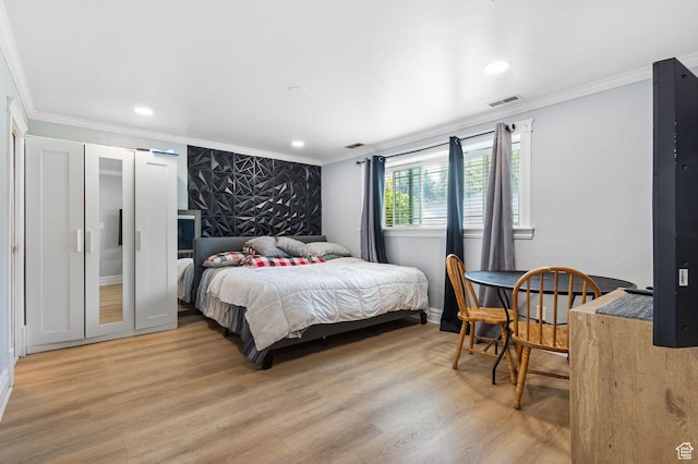 830 W 630 N, Orem, UT 84057 - bedroom featuring light wood-type flooring, ornamental molding, recessed lighting, and baseboards