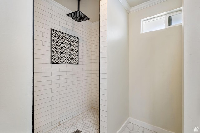 830 W 630 N, Orem, UT 84057 - bathroom with ornamental molding, a tile shower, and baseboards