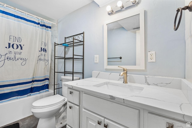 830 W 630 N, Orem, UT 84057 - full bathroom with vanity, toilet, and shower / bath combo with shower curtain