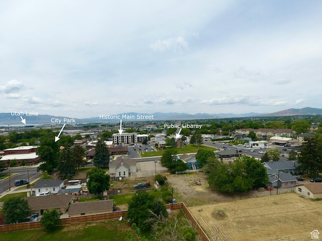 67 S 200 E, Pleasant Grove, UT 84062 - aerial view of property's location with a mountainous background and nearby suburban area
