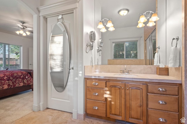 503 W 650 S, Orem, UT 84058 - bathroom featuring connected bathroom, vanity, and ceiling fan