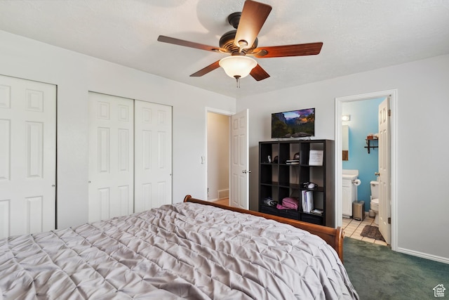 4293 W 5550 S, Roy, UT 84067 - carpeted bedroom with a ceiling fan, baseboards, and connected bathroom