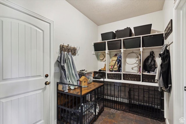 969 S View Crest Ln W, Kaysville, UT 84037 - mudroom with a textured ceiling and stone finish flooring