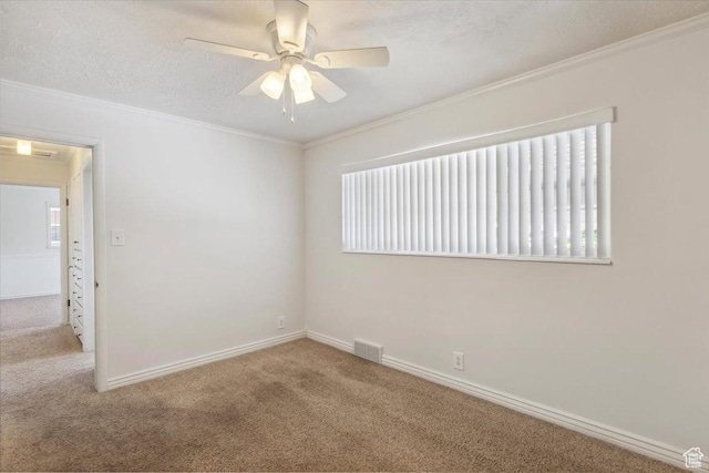 920 N 200 W, Bountiful, UT 84010 - unfurnished room featuring carpet floors, a ceiling fan, crown molding, baseboards, and a textured ceiling