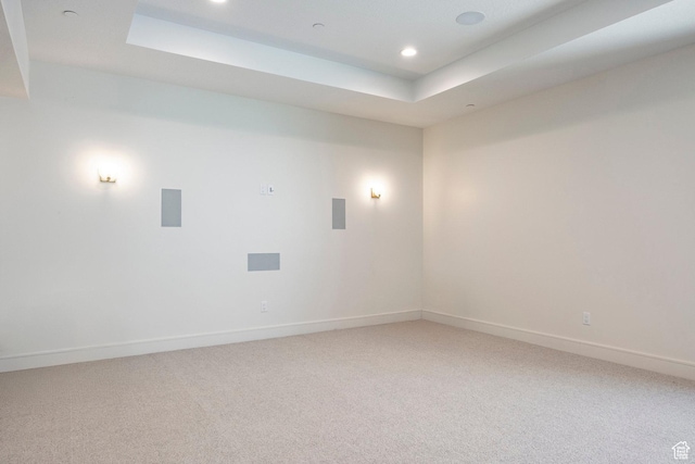 4107 W Crest Ct, Park City, UT 84098 - unfurnished room featuring a raised ceiling, recessed lighting, light carpet, and baseboards