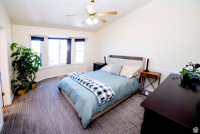 964 W Vahe St, Draper, UT 84020 - carpeted bedroom with vaulted ceiling, baseboards, and a ceiling fan