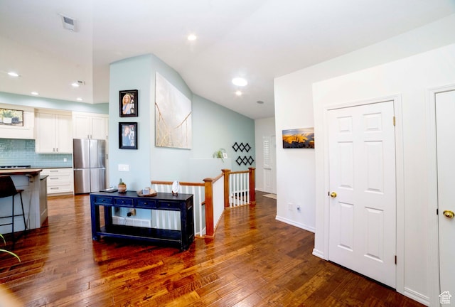 964 W Vahe St, Draper, UT 84020 - hallway featuring dark wood finished floors, recessed lighting, an upstairs landing, and baseboards