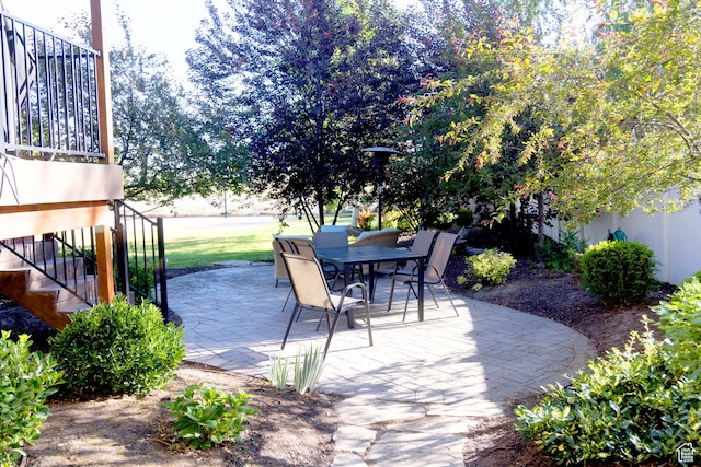 964 W Vahe St, Draper, UT 84020 - view of patio / terrace featuring stairs and outdoor dining space