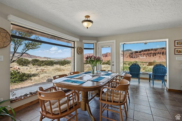 397 N Wendy Dr, Torrey, UT 84775 - dining room with a mountain view, baseboards, and a textured ceiling