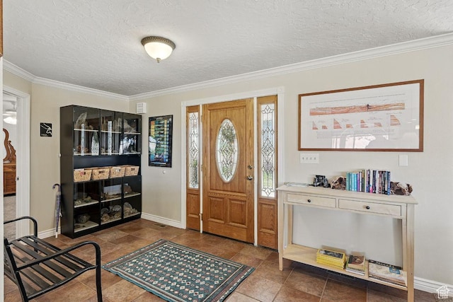 397 N Wendy Dr, Torrey, UT 84775 - tiled entryway featuring a textured ceiling, ornamental molding, and baseboards