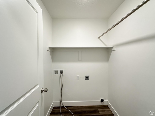 290 E 1825 N Unit 58, North Ogden, UT 84414 - laundry room featuring hookup for an electric dryer, hookup for a washing machine, dark wood-style flooring, and baseboards