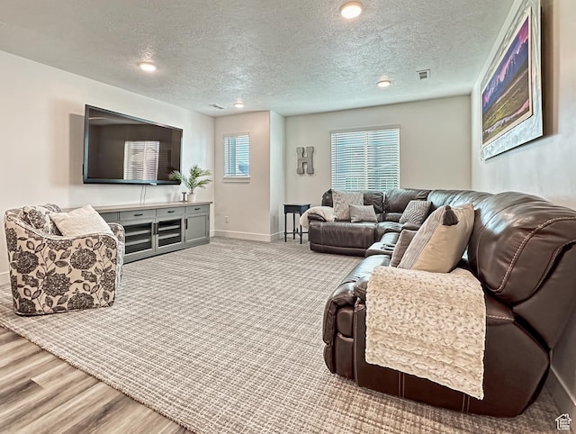 290 E 1825 N Unit 58, North Ogden, UT 84414 - living area with a textured ceiling, baseboards, recessed lighting, and wood finished floors