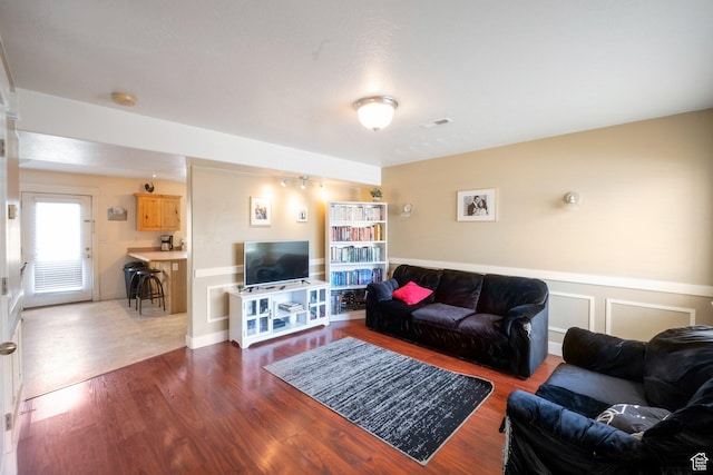 373 S State St Unit 10, Provo, UT 84606 - living room featuring wood finished floors and wainscoting