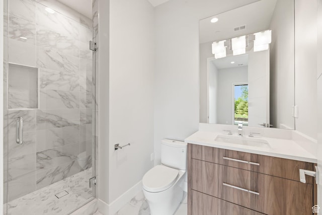 3654 Aspen Camp Loop, Park City, UT 84098 - full bathroom with marble finish flooring, vanity, toilet, baseboards, and a shower stall