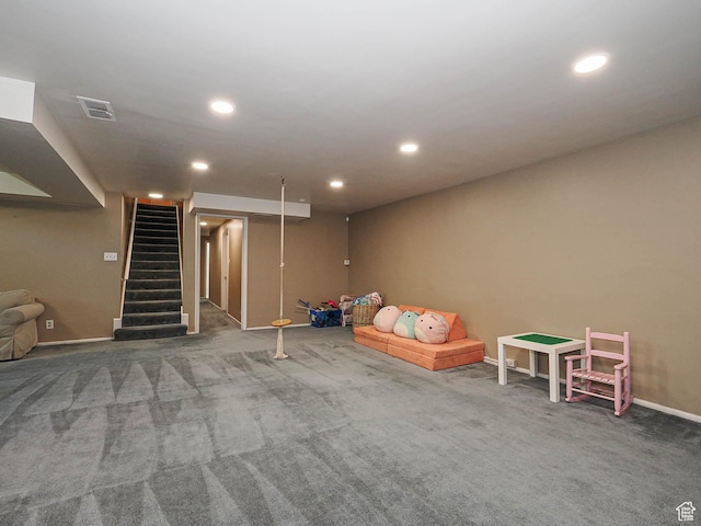 2244 E Laird Way, Salt Lake City, UT 84108 - recreation room featuring carpet flooring, baseboards, and recessed lighting